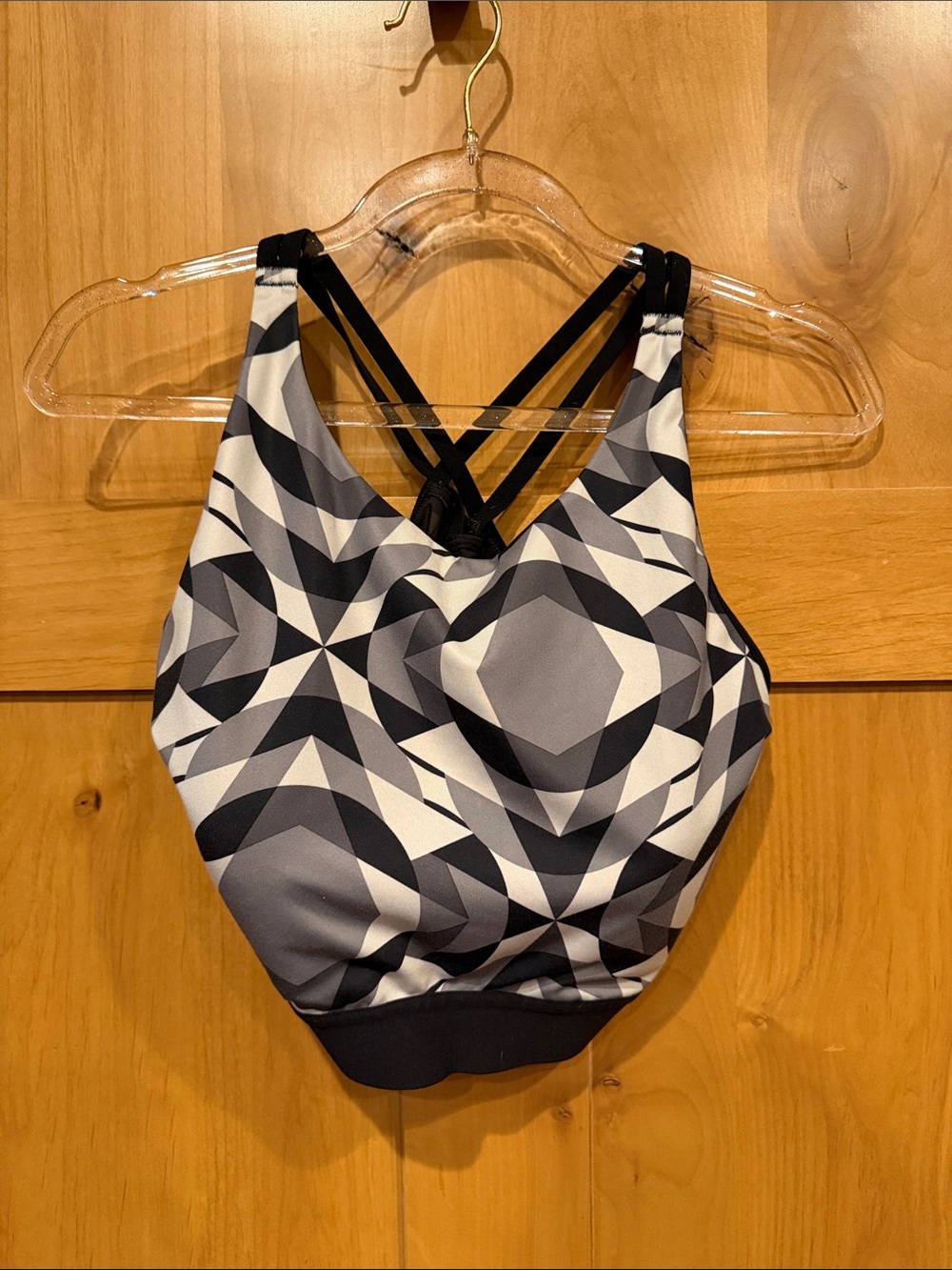 ADIDAS | Women's Black & White Geometric Bralette Top
